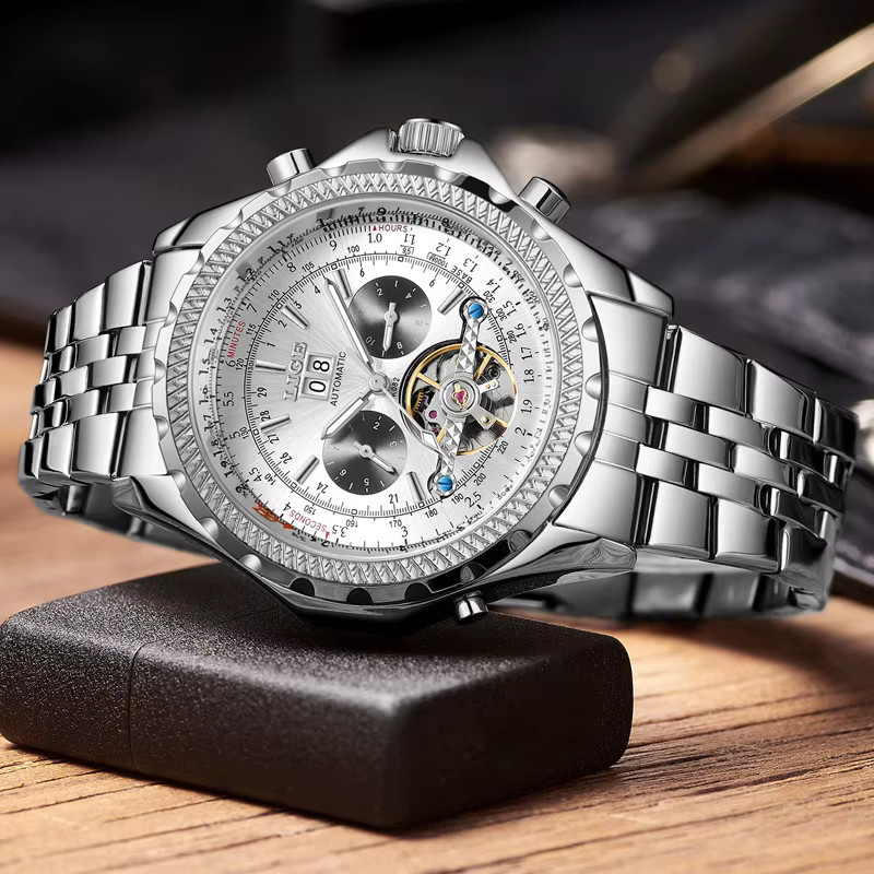 Lige Armbanduhr Automatik, Edelstahl, Schwarz, Herren - Bild 2