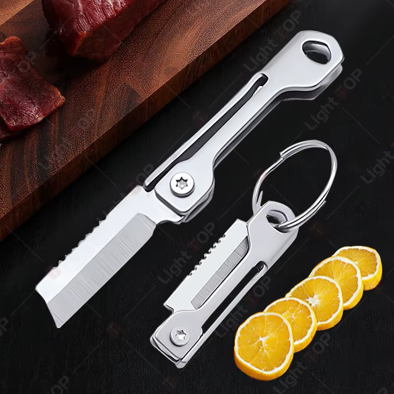 WXCOO Mini Klappmesser aus Edelstahl in Silber als tragbares Mehrzweck-Universalmesser und Obstschneider - Bild 4