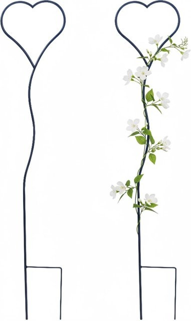 Relaxdays Rankhilfe Herzform aus Stahl in Schwarz, 2er Set, Höhe: 116 cm, Breite: 22 cm - Bild 1