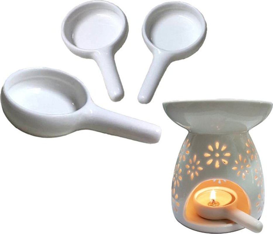 Keramik Kerzenhalter und Wax Melt Diffusor in Weiß für Aromatherapie und Dekoration - Bild 1
