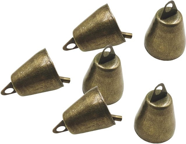 6er Set TOMTOP JMS Jingle Bell Windspiele aus Metall als DIY Anhänger für Weihnachten in Schwarz und Gold - Bild 1
