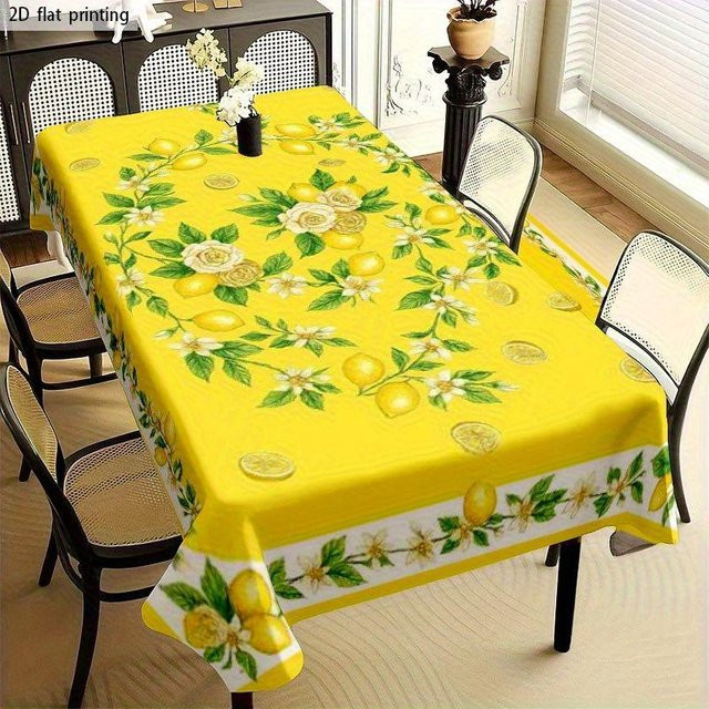 Rechteckige Tischdecke von JMG Household Supplies mit Sommer Zitronen-Blumen-Motiv in Gelb und Grün, B/T: 100 x 160 cm - Bild 1