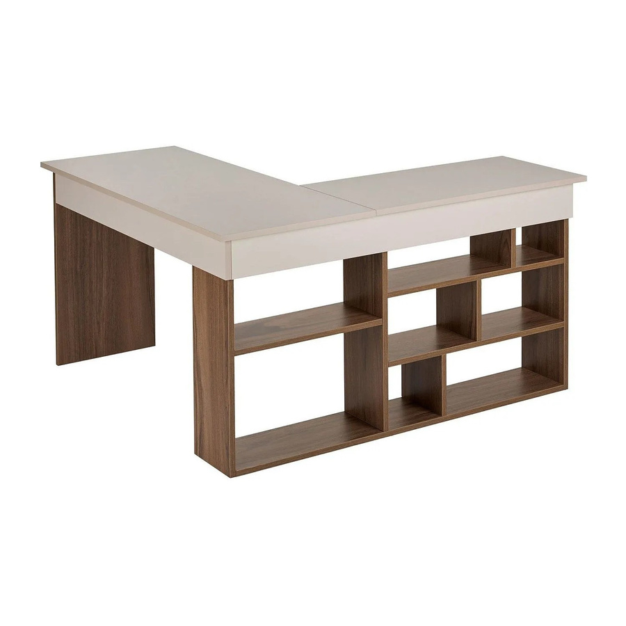 Vente-unique Eckschreibtisch Lileul Modern in Dunkel Beige, B: 129 cm, T: 120 cm, H: 72 cm - Bild 2