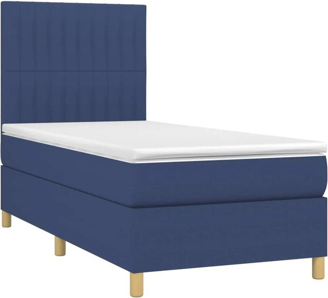 vidaXL Hybrid-Boxspringbett mit Matratze und LED-Beleuchtung in Blau und Weiß, B/T/H: 90 x 200 x 118 cm - Bild 1