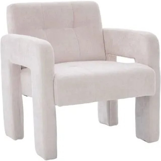 PXloue Lesesessel aus Chenille in Beige mit Armlehnen, B/T/H: 67,5 x 69 x 74,5 cm - Bild 1