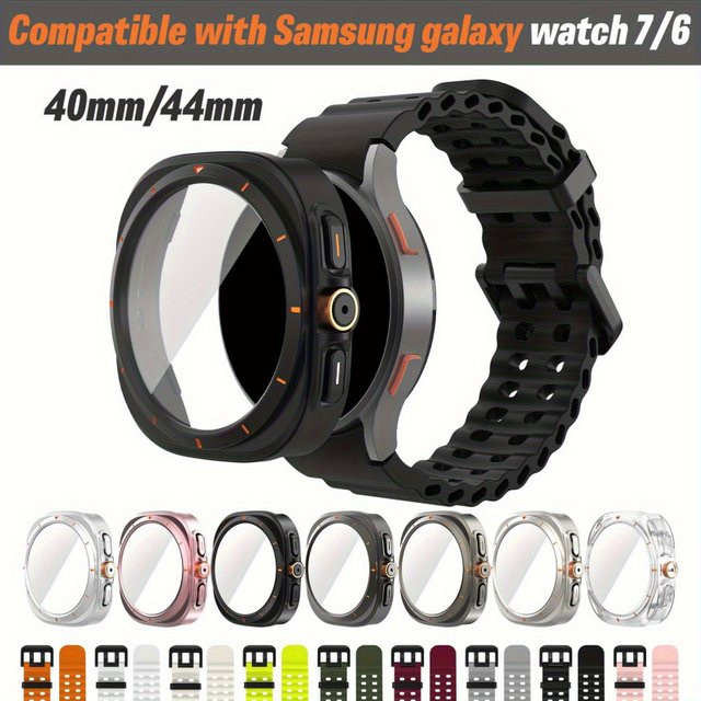 BUSKOZ Uhrenzubehör-Set Samsung Galaxy Watch 7/6, Schutzhülle, Armband, Schwarz - Bild 1