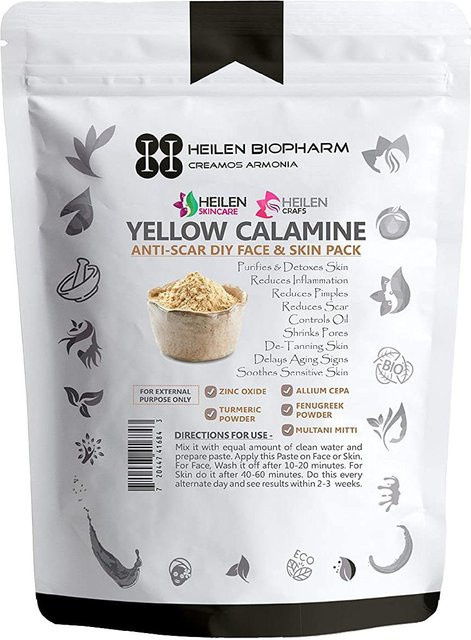 Heilen Biopharm Gelber Galmei Narbenpudermaske, 100 g, Unreine Haut/Akne - Bild 1