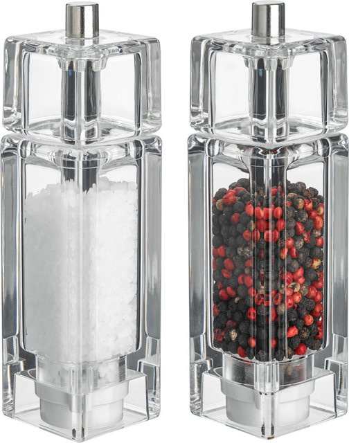 VEGA Salz- und Pfeffermühlen-Set Walker eckig, transparent, B/H/T: 4,5 x 16,5 x 4,5 cm - Bild 1
