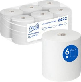 Scott Control Rollenhandtücher Weiß, 6 Rollen à 300 m, 1-lagig - Bild 1