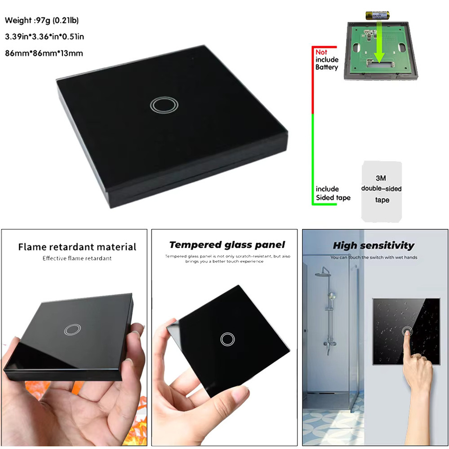CENFAYA Tuya WiFi RF Smart Switch Mini-Relais-Empfängermodul mit Touch-Wandpanel in Schwarz für Alexa und Google Assistant - Bild 4