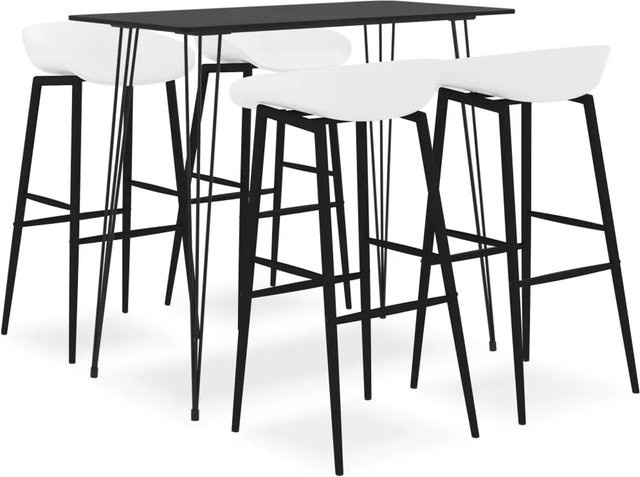 vidaXL 5-tlg. Bar-Set Modell 4 in Schwarz und Weiß mit Tisch und Stühlen für Bars, Pubs und Restaurants - Bild 1
