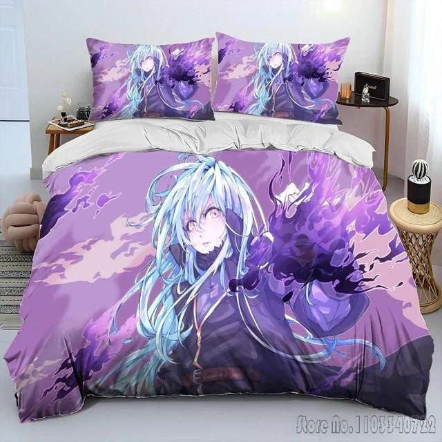 Anime Bettwäsche-Set Ich wurde als Schleim wiedergeboren mit Bettbezug und Kissenbezug in Lila, B/H: 140 x 210 cm - Bild 1