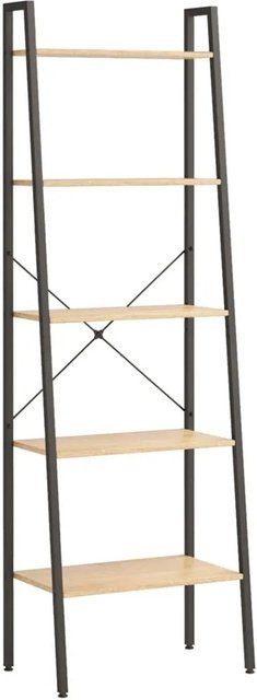 vidaXL Standregal mit 5 Böden in Hellbraun und Schwarz, B/T/H: 56 x 35 x 174 cm - Bild 1