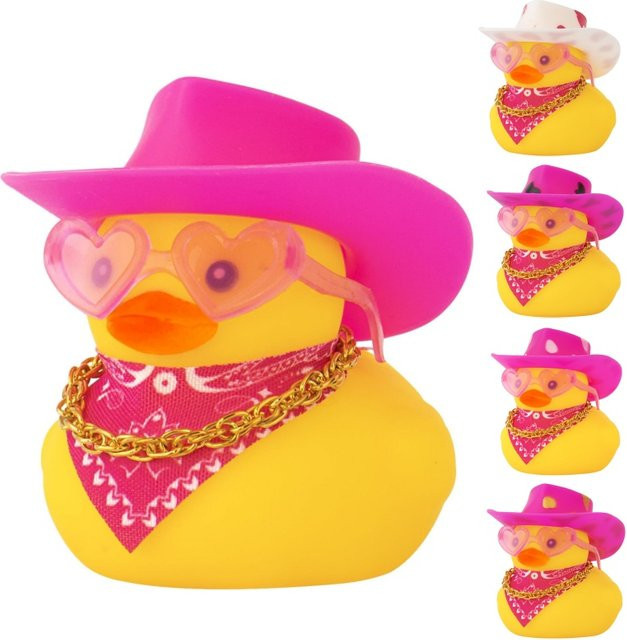 XMSJ Cowboy-Gummi-Ente als gelbe Auto-Dekoration mit Cowboyhut und Sonnenbrille für das Armaturenbrett - Bild 1