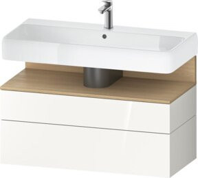 Duravit Waschtischunterschrank Qatego in Weiß Hochglanz, Wandhängend mit LED-Beleuchtung und Schubladen, B/T/H: 99 x 47 x 59 cm - Bild 1