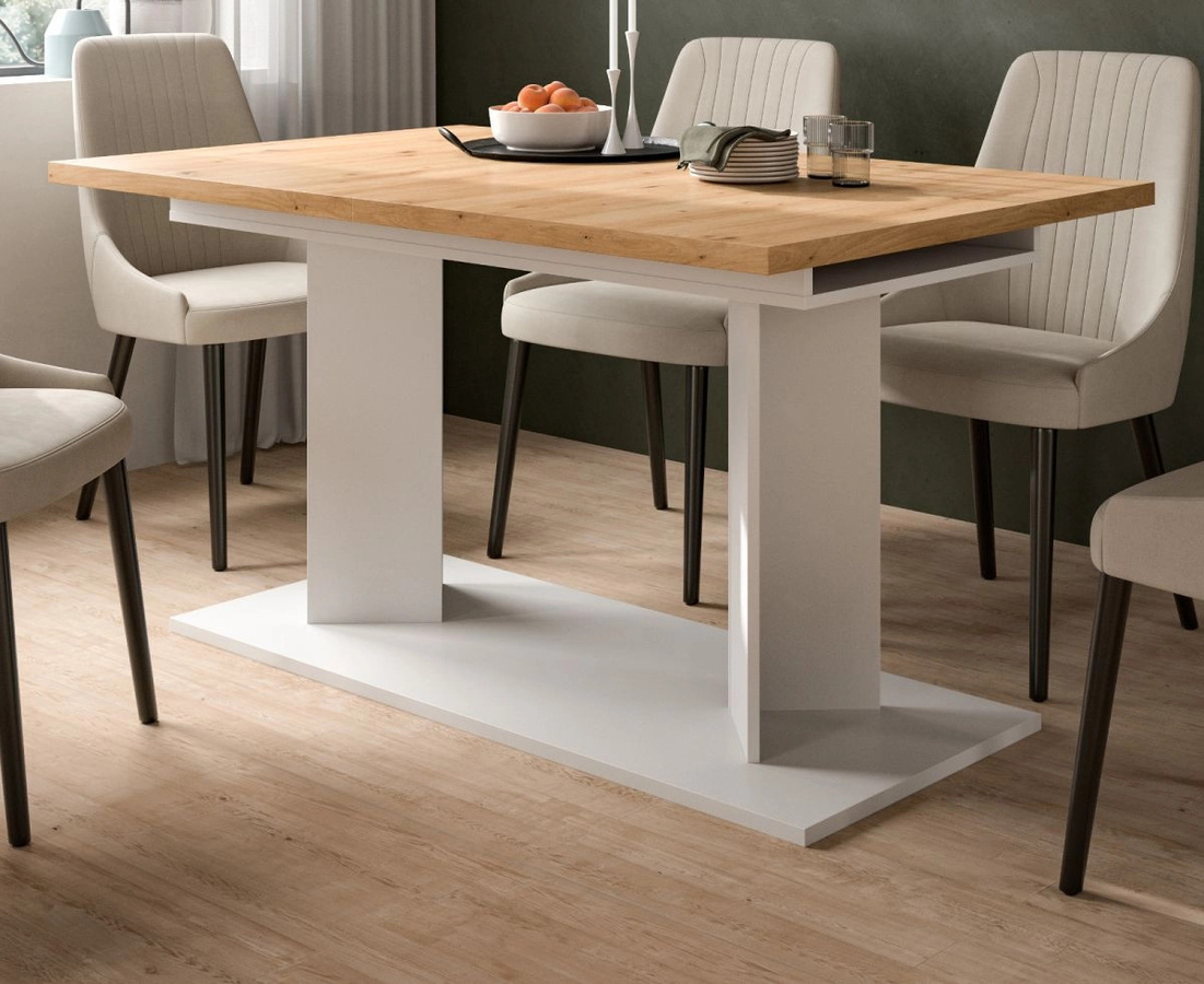 Esstisch Anton von Inn.Furn, ausziehbar, Eiche und Weiß, Rechteckig - Bild 1