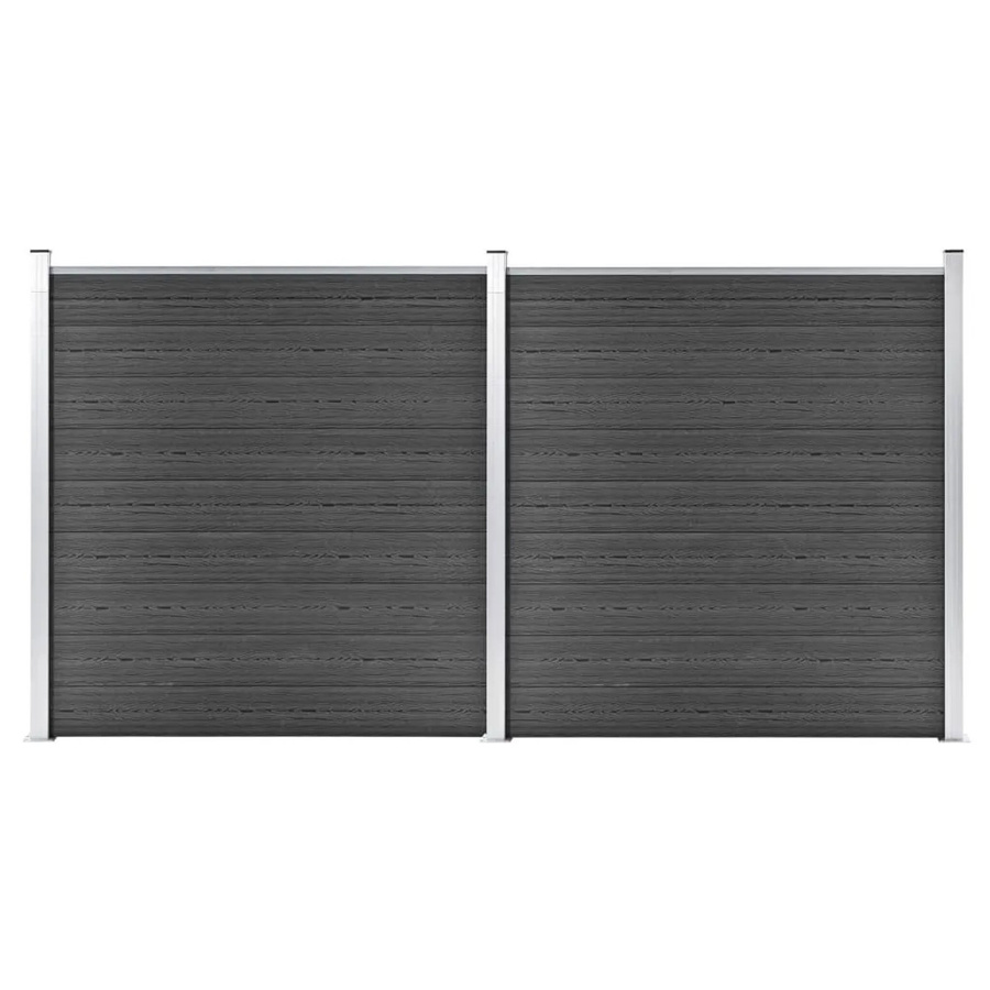vidaXL Zaunelement Set WPC in Schwarz, B/H: 353 x 186 cm - Bild 2