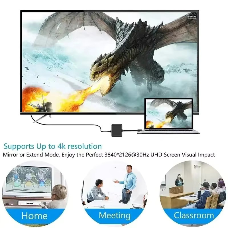 KEBIDUMEI 3-in-1 USB-C-Hub in Silber mit HDMI 4K 60Hz und 100W PD Schnellladefunktion für MacBook, Computer und Smartphone - Bild 6