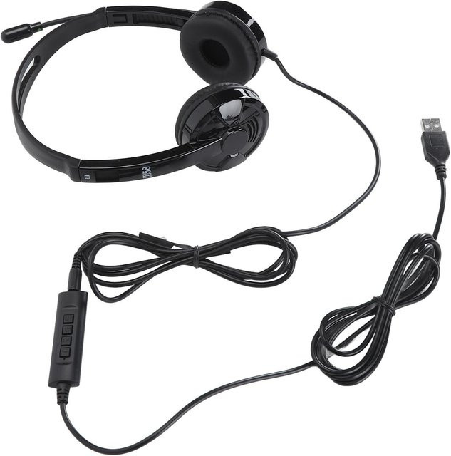 Honor Electronics Telefon-Headset mit Rauschunterdrückung und Stummschaltung in Schwarz mit 3,5 mm Jack und USB-A Anschluss - Bild 1