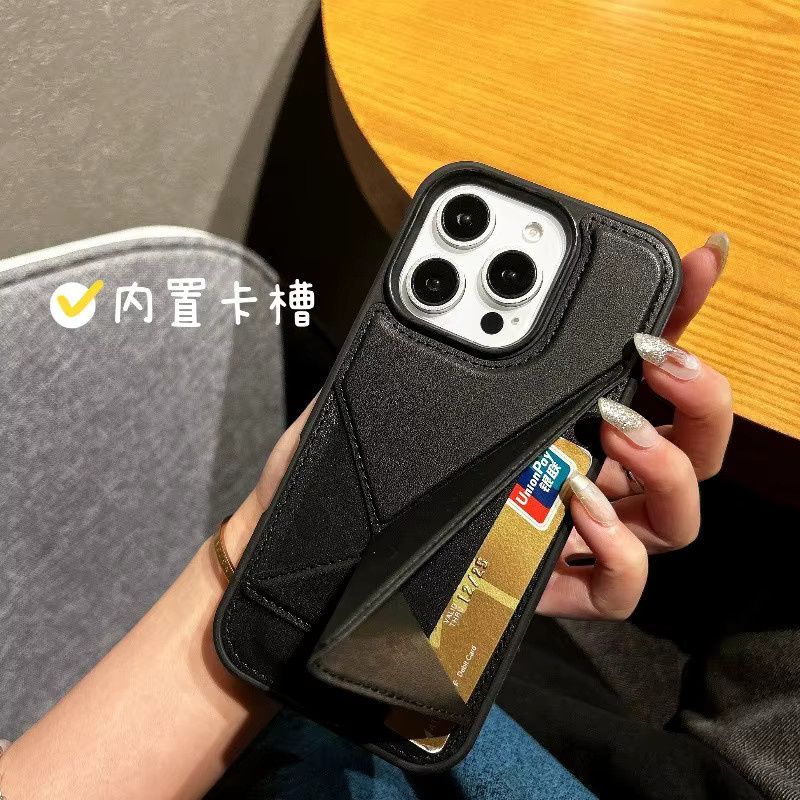 Schicke Business-Leder Handyhülle mit faltbarer Standfunktion für Apple iPhone 16 15 14 13 12 11 Pro Max Plus, stoßfest, Farben: Schwarz oder Grün - Bild 5