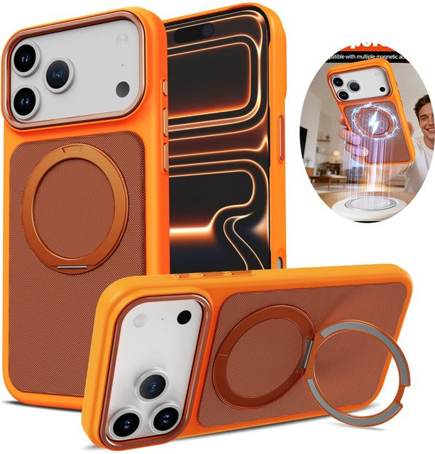 DO AS YOU WISH Magnetische Stoff-Hülle für iPhone mit Ringhalter in Orange - Bild 1