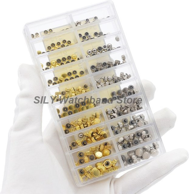 Uhrenzubehör, Uhrenkronen, Reparaturwerkzeug-Set, Gold- und Silber-Ersatzteile - Bild 1