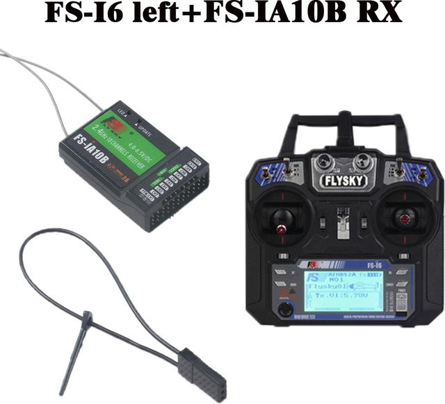 Fly Sky FS-i6 2,4G 6CH Fernbedienung in Schwarz kompatibel mit IA6B IA6 IA10B Empfängern für RC-Drohnen, Flugzeuge und Hubschrauber - Bild 1