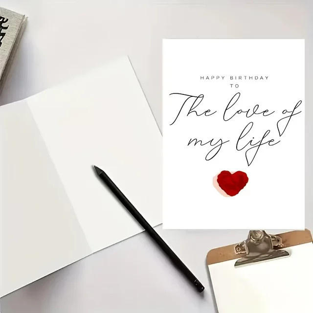 2 oder 3 Stück romantische Geburtstagskarten für Sie mit Happy Birthday To The Love of My Life Nachricht in Weiß aus Papier - Bild 1