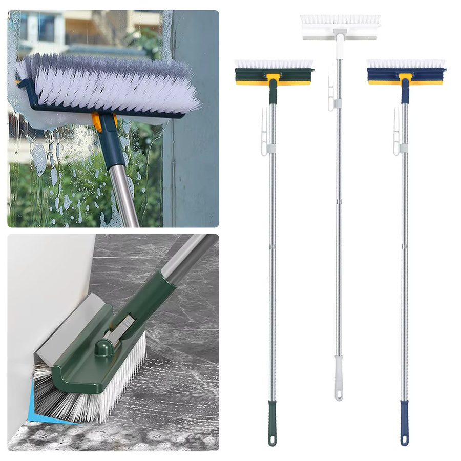 APWIKOGER 3-in-1 Bodenbürste und Schrubber mit Schaber, 180 Grad rotierender Langstiel, weiß/mehrfarbig - Bild 3