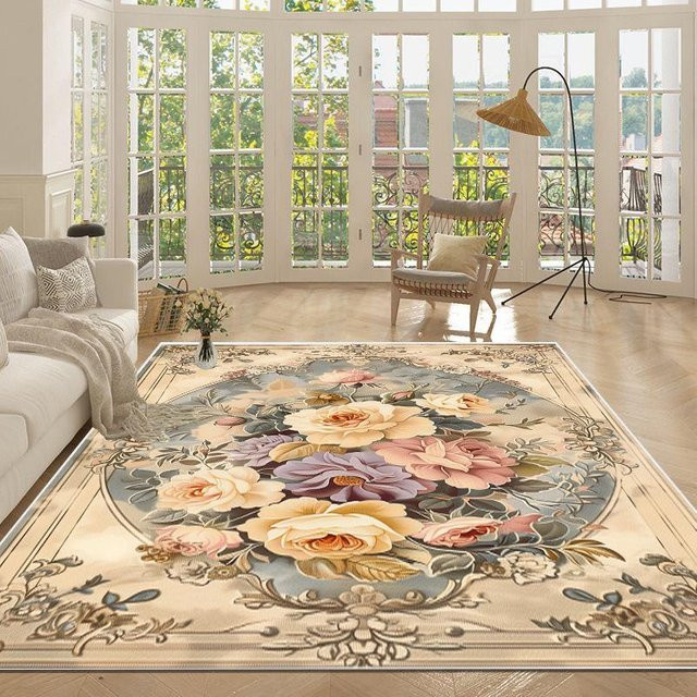 Karpetti Luxusteppich mit floralem Design, rutschfest und waschbar, Mehrfarbig, B/T: 200 x 230 cm - Bild 1