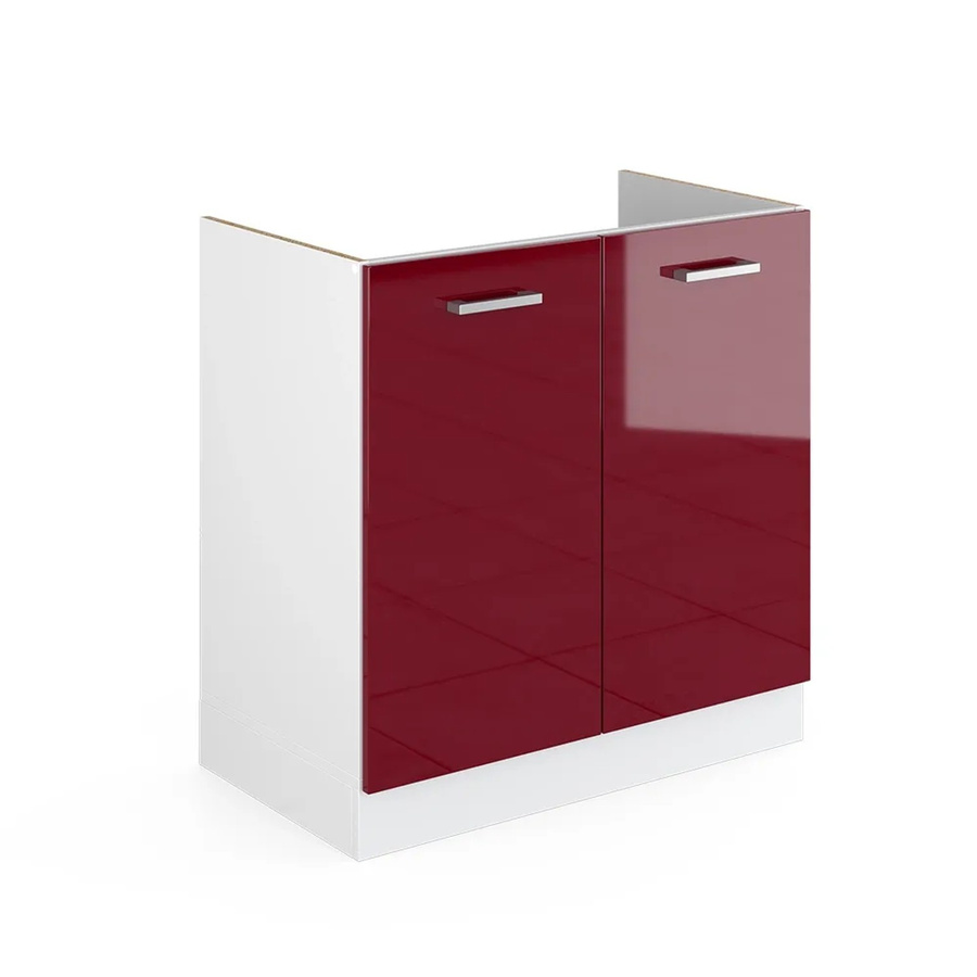 Vicco Spülenunterschrank R-Line in Bordeaux Hochglanz und Weiß, B/T/H: 80 x 46 x 81,6 cm - Bild 2