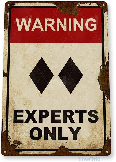 Tinworld Blechschild Caution Experts Only in rustikalem Schwarz mit geometrischem Doppeldiamant-Design aus Metall, Rechteckig, Höhe: 20,0 cm, Breite: 14,0 cm - Bild 1