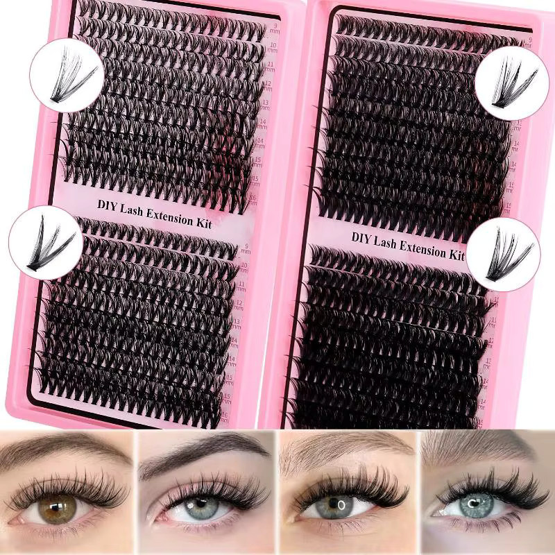 dimshow Wimpern-Cluster-Set, D-Curl, 9-16mm, Wispy, Unisex - Bild 4