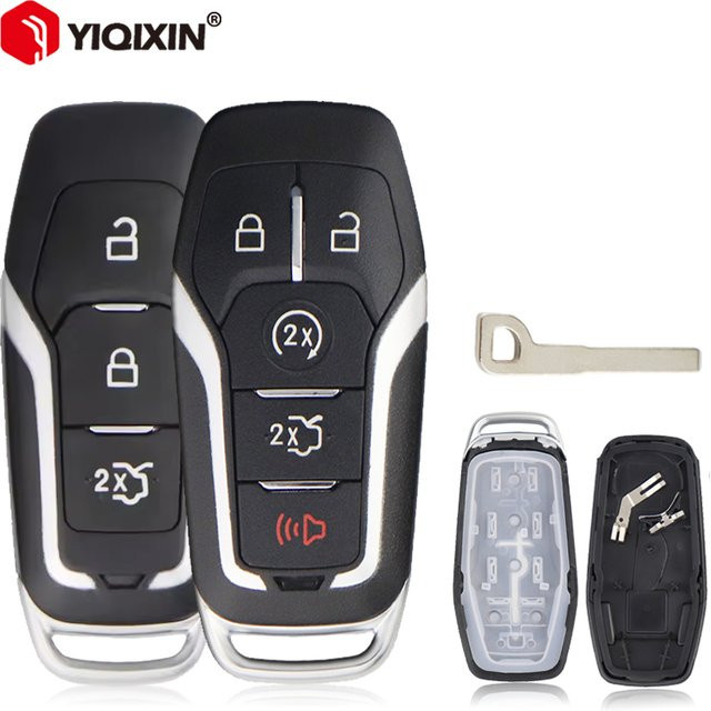 YIQIXIN Intelligentes Fernbedienungs-Schlüsseletui für Ford Mustang Fusion Edge Explorer Escape Focus C-Max Transit Mondeo Kuga Ranger Flex Mercury 2013-2017 in Schwarz - Bild 1