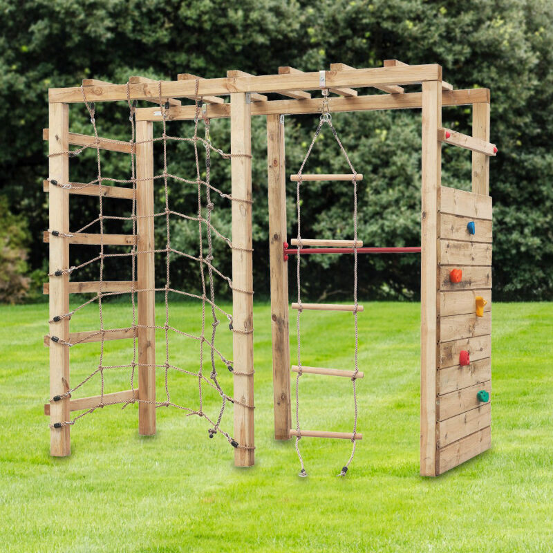 T & J Klettergerüst ALEM aus Holz in Grün und Braun, B: 240 cm, T: 120 cm, H: 220 cm - Bild 1