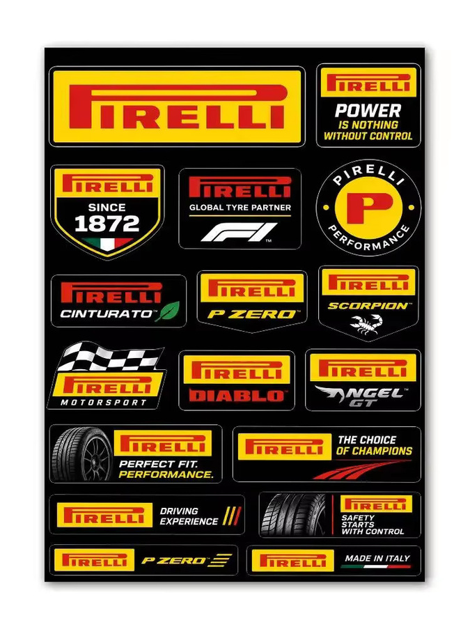 PIRELLI Graffiti-Aufkleber aus wasserfestem PVC in Multicolour für Auto, Motorrad, Skateboard und Helm, 30,0 cm - Bild 3