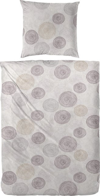 Feinbiber Bettwäsche Rifa Westminster in Beige mit Punktmuster aus Baumwolle, B/H: 135 x 200 cm - Bild 1