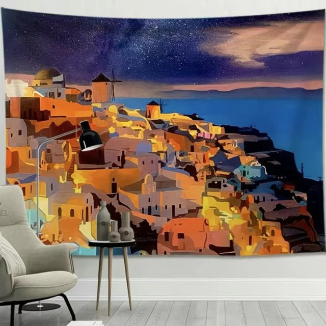 VIKAMA Anime Window View Wandteppich mit Naturmotiv und Illustration in Multicolour, B/H: 60 x 40 cm - Bild 1