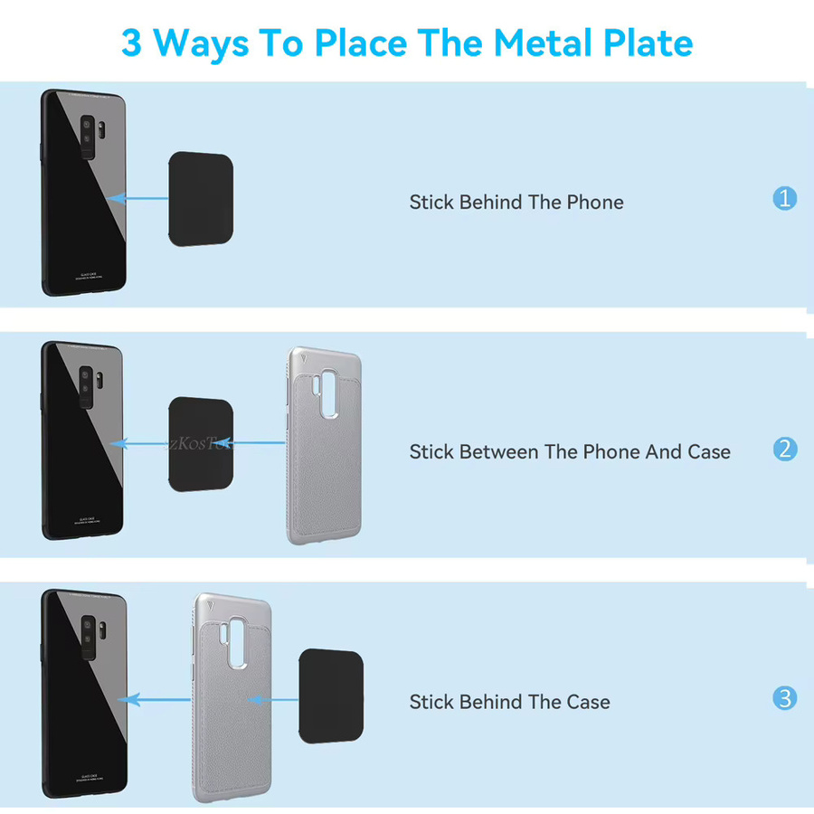 Magnetische Metallplatte für Auto-Telefonhalterungen, Universal Eisen-Disk Aufkleber für iPhone, Schwarz, B: 40 mm, H: 40 mm und 45 x 65 mm - Bild 5