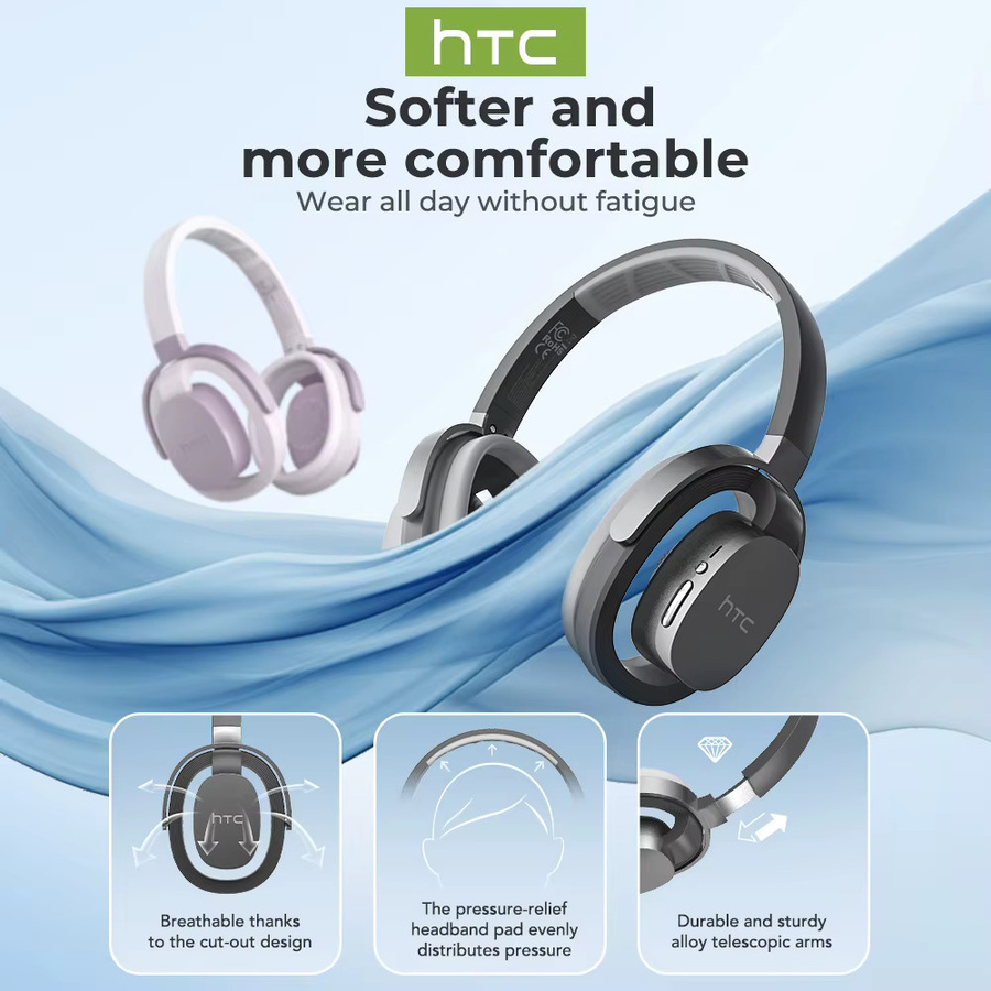 HTC Original AI Translate Kopfhörer HP07 Gold Bluetooth HiFi-Stereo-Sound Sport- und Gaming-Headset mit Mikrofon und geringer Latenz - Bild 5