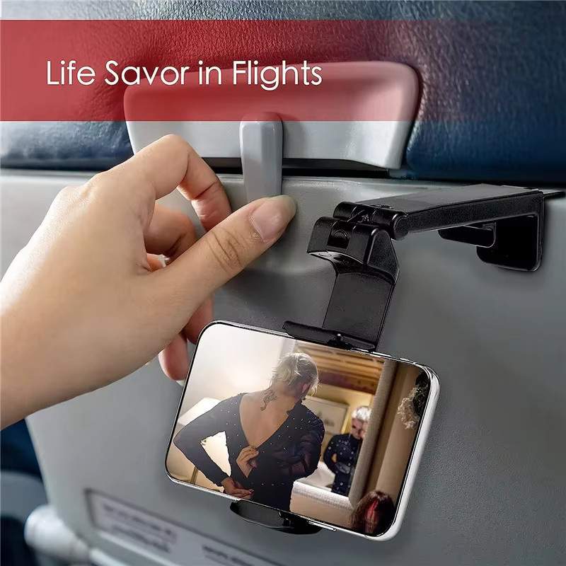 XMSJ Tragbarer Flugzeug Telefonhalter Ständer Schwarz, Faltbare und Drehbare Handyhalterung für Reise und Schreibtisch - Bild 5