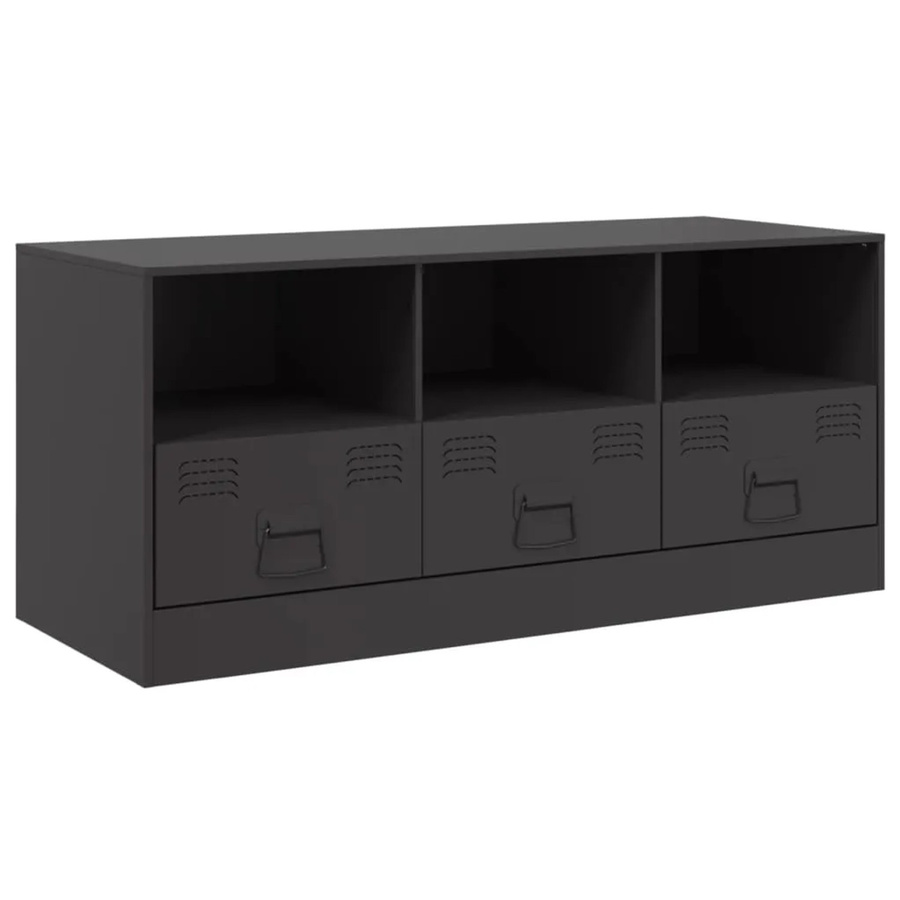 vidaXL TV-Schrank aus Metall in Schwarz im Industrial Design, B/T/H: 99 x 39 x 44 cm - Bild 2