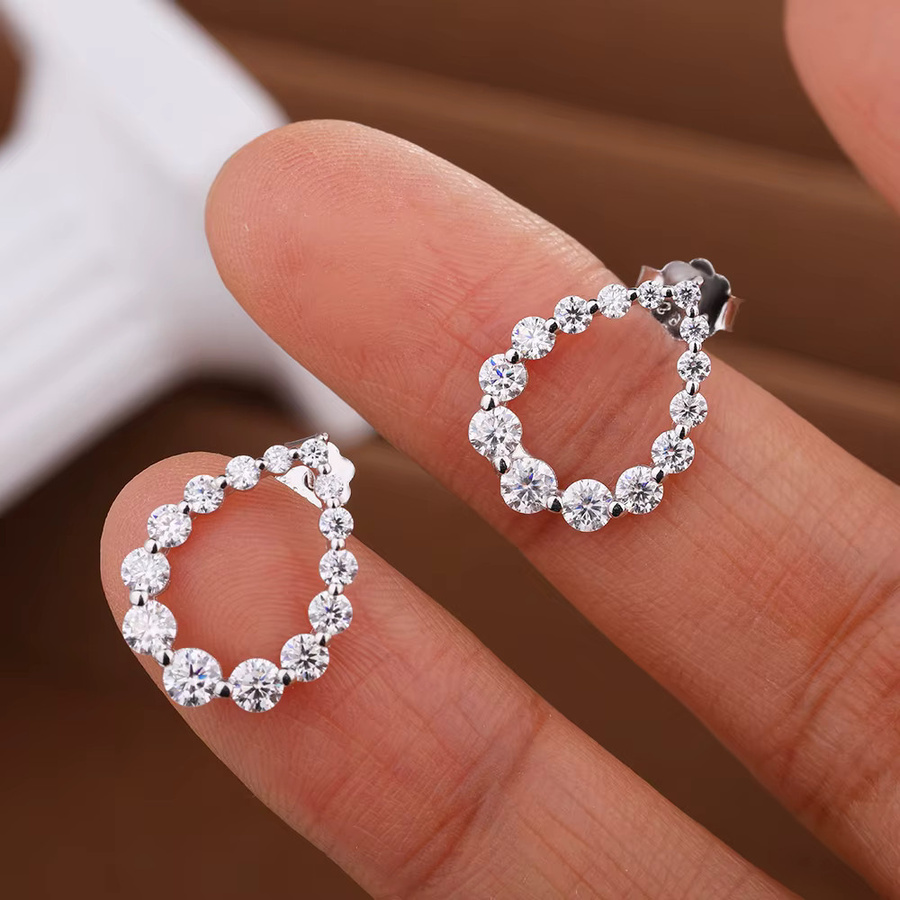KUTPF Ohrstecker Moissanit, 925 Silber vergoldet, Damen - Bild 3