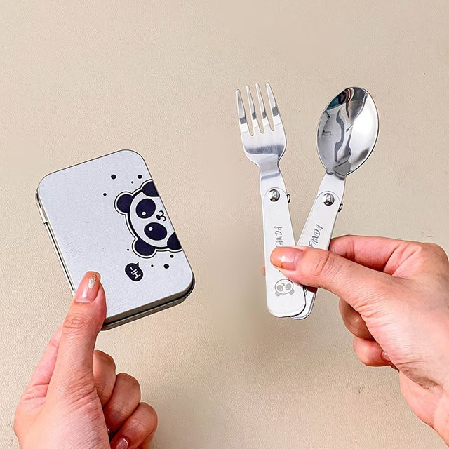 WORTHBUY 3-teiliges tragbares Picknick-Besteckset aus poliertem 304 Edelstahl in Silber mit Aufbewahrungsbox - Bild 1