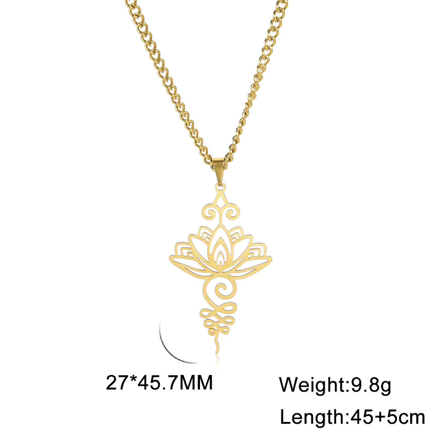 Cazador Halskette mit Lotusblüten-Anhänger, Edelstahl, Gold, Damen - Bild 3