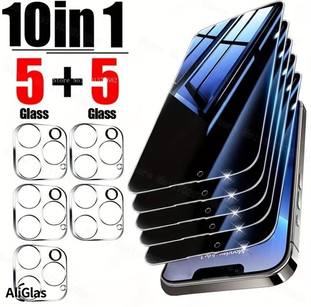 5er Set Displayschutzfolie aus gehärtetem Glas und Kamera-Schutzglas für Apple iPhone 17 16 15 14 13 12 11 Pro Max in Transparent - Bild 1