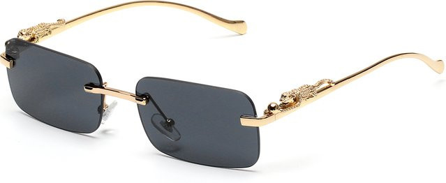 Ruiao Sonnenbrille randlos, quadratisch, Metall, gold, Unisex - Bild 1