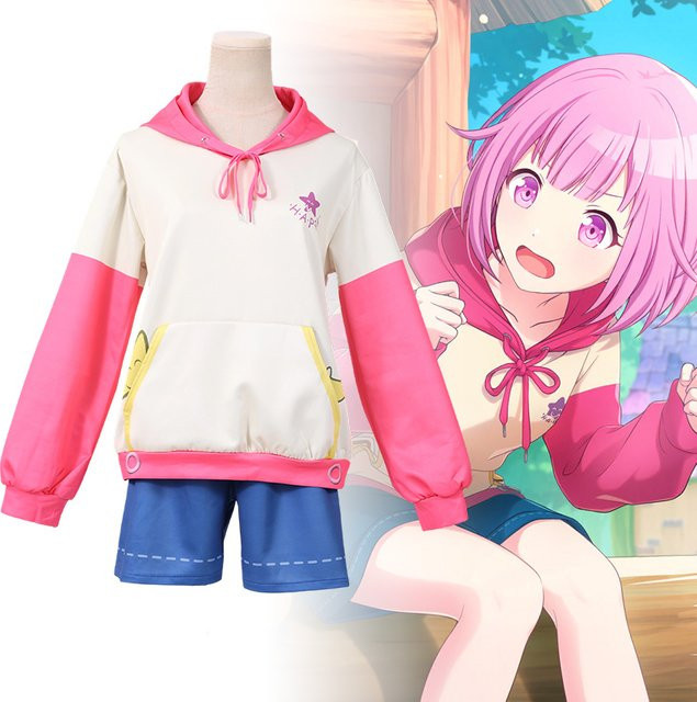 ZOBOTT Projekt Sekai Otori Emu Cosplay-Kostüm, Kapuzenanzug, Damen, rosa, Plüsch / Textil - Bild 1