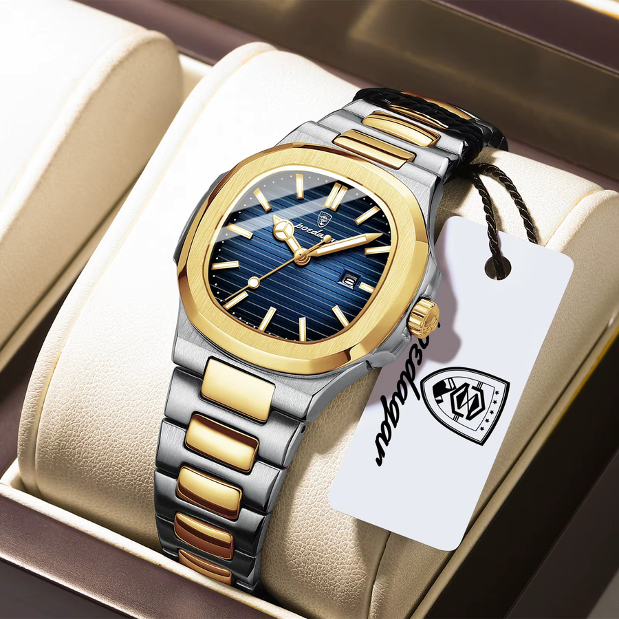 POEDAGAR Armbanduhr, Quarz, Edelstahl, Eckig, Blau, Damen - Bild 2