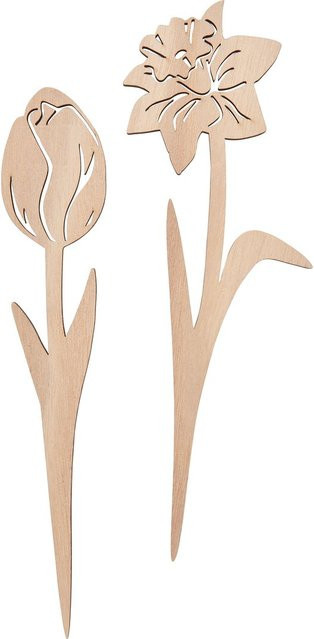VBS Holz-Stecker Blumen Tulpe und Narzisse in Natur und Beige aus Sperrholz - Bild 1